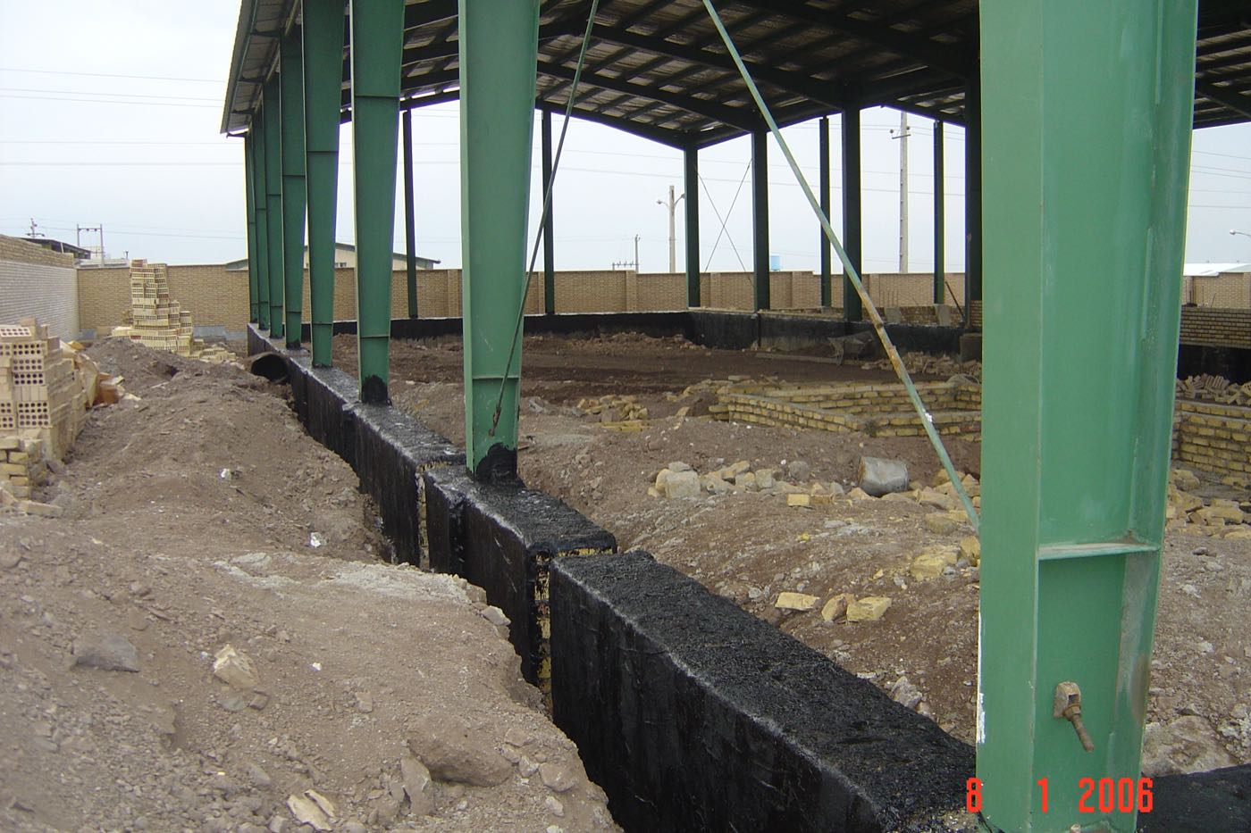 Structural steel framing on a building under construction
